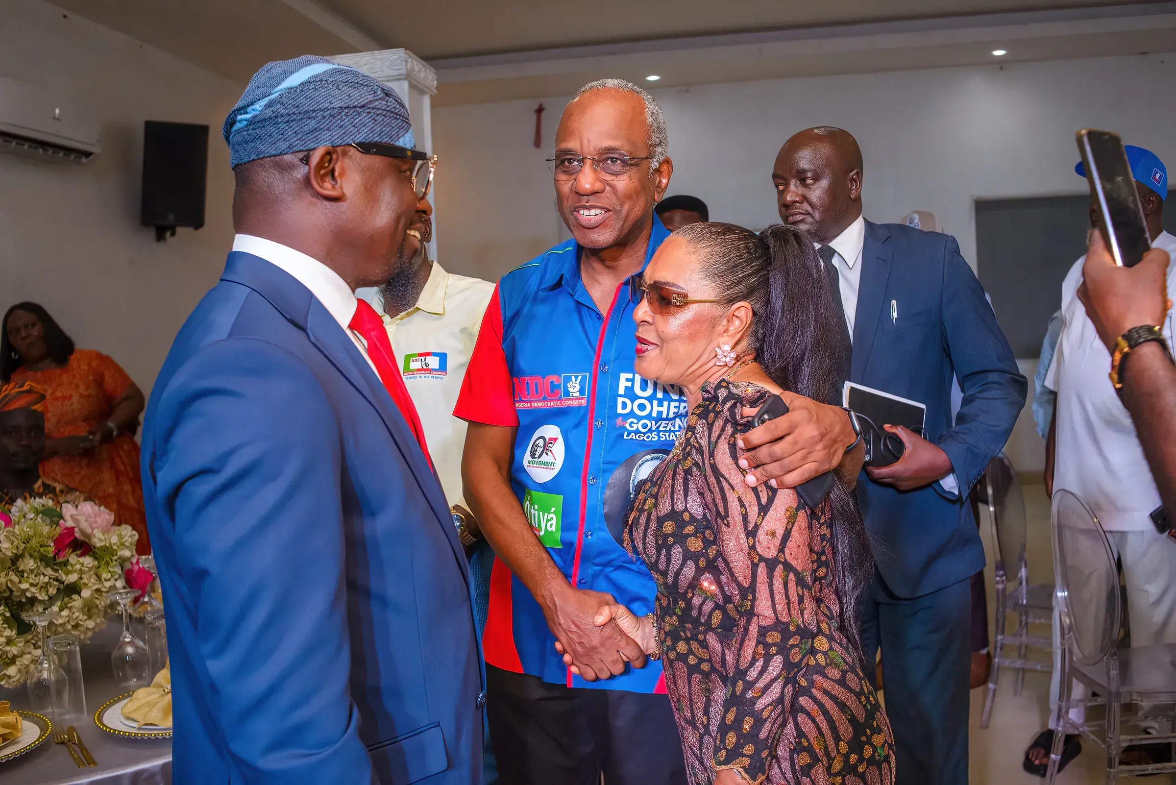 Funso Doherty with people at the Candidates' Dinner.