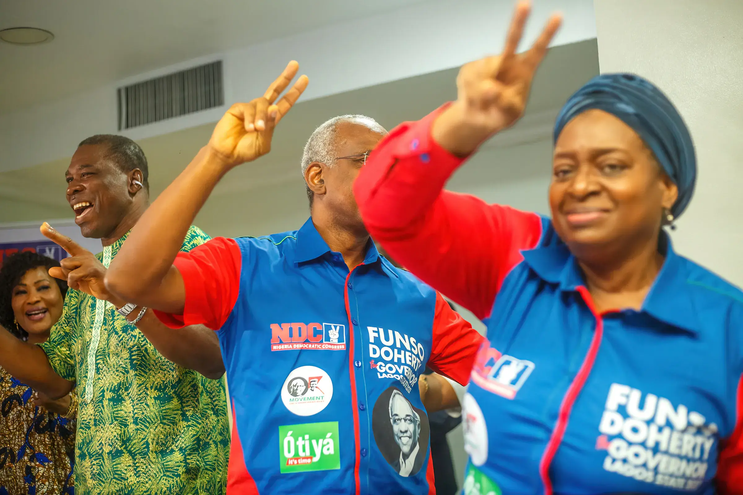 Funso Doherty with people at the unveiling of Tolani Animashaun and the Ọ̀nà Tuntun manifesto.