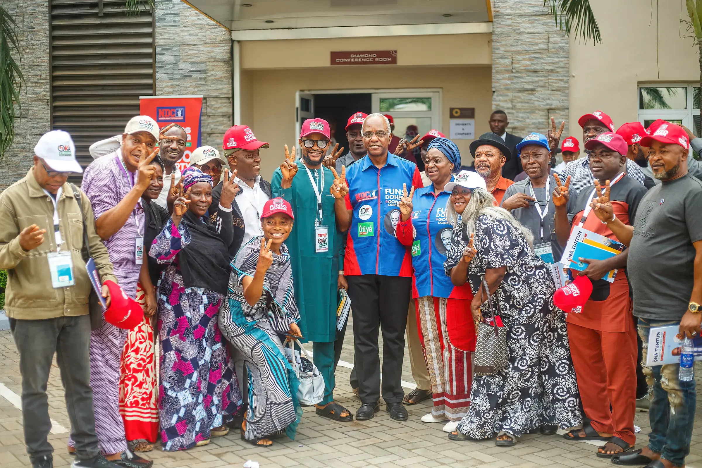 Funso Doherty with people at the unveiling of Tolani Animashaun and the Ọ̀nà Tuntun manifesto.