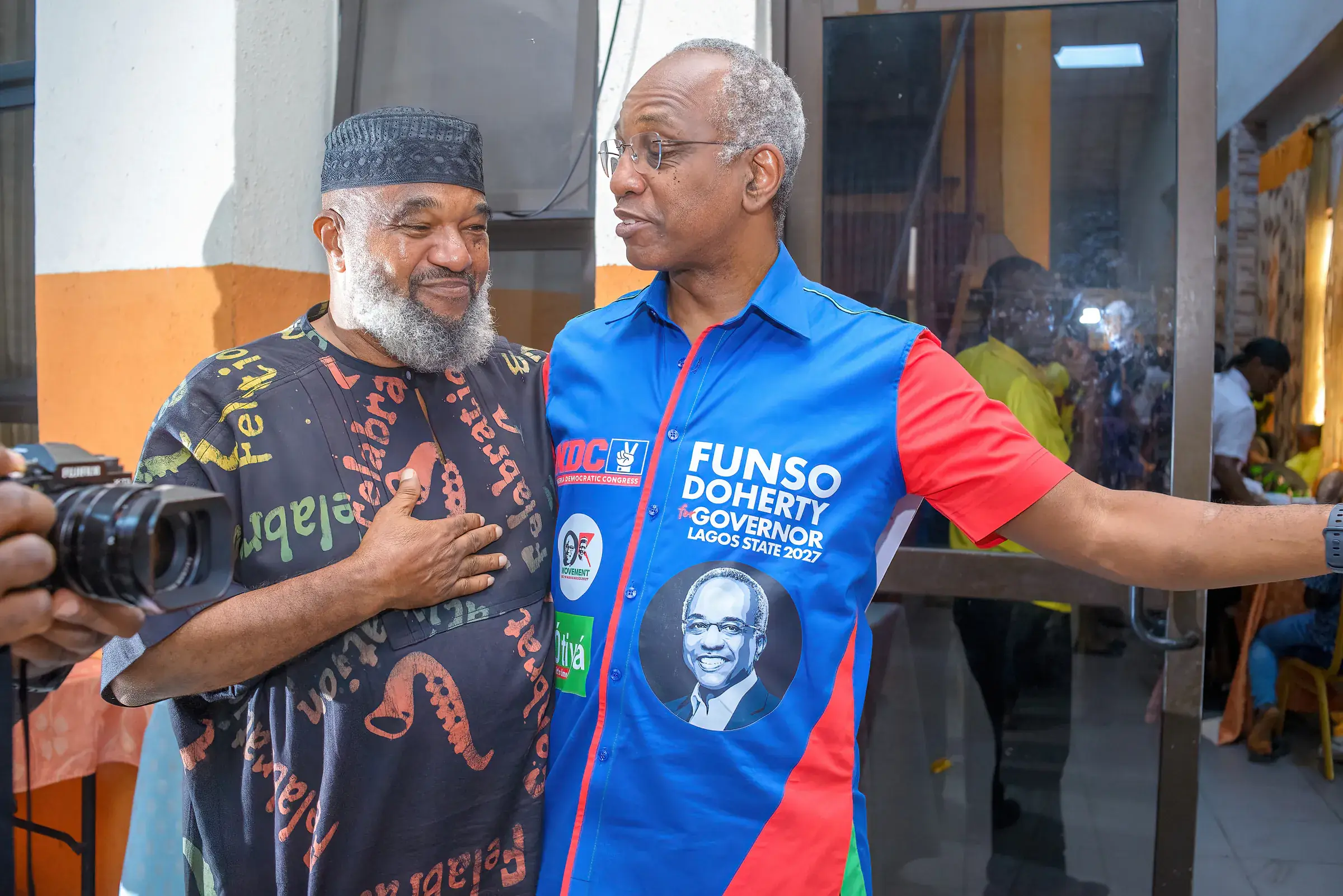 Funso Doherty with people at Felabration 2026.