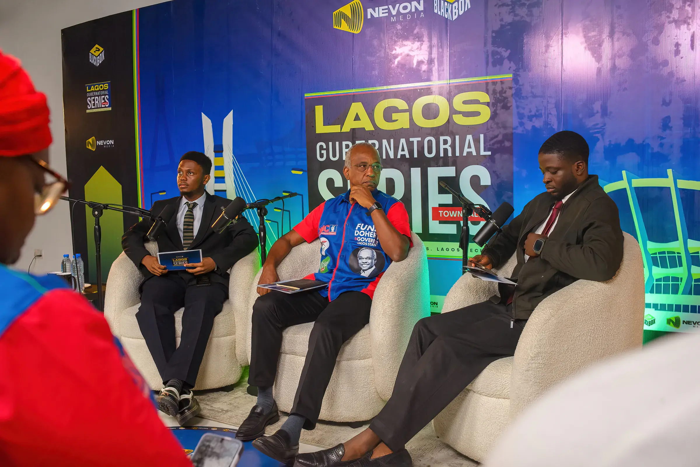 Funso Doherty with people at the Lagos Gubernatorial Series.