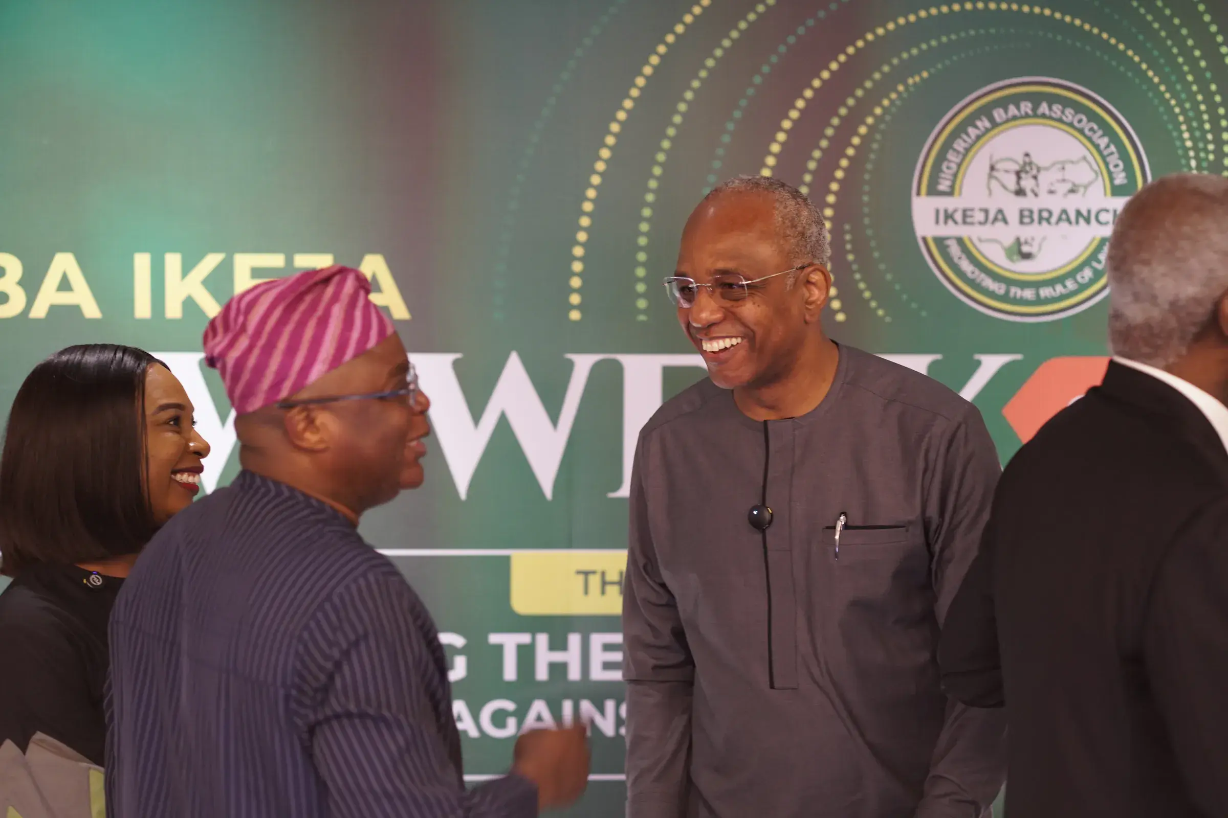 Funso Doherty with people at NBA Ikeja Law Week 2026.
